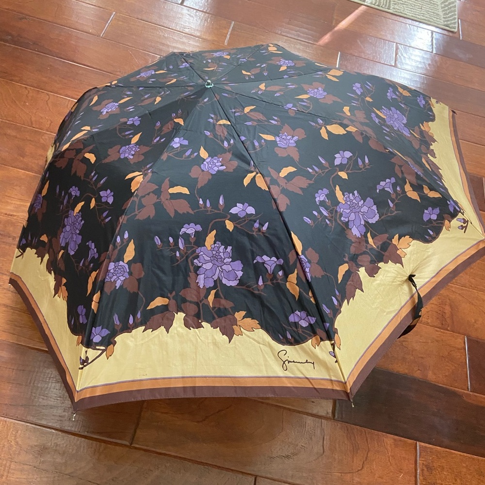 Givenchy Rare Vintage Purple Floral Umbrella Paris New York